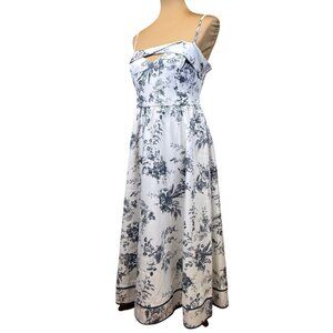 Baltic Born Bellagio Midi Dress Slate Floral L Adjustable Straps Smocked Back Li